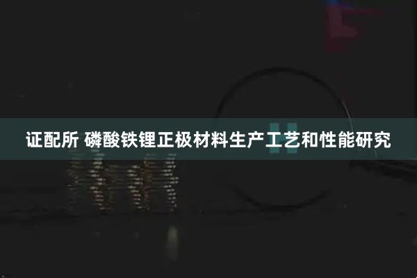 证配所 磷酸铁锂正极材料生产工艺和性能研究